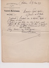 BELLEME TOURET MALOISEAU WINES EAUX DE VIE DE CIDER WHOLESALE YEAR 1919