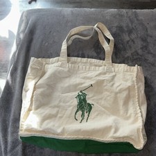 Polo RALPH LAUREN Canvas Tote Bag BIG PONY Carry All REUSABLE Shopping Sack