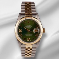 Rolex Datejust 36mm or Jaune Striée Vert Romain Cadran Diamant Jubilée Montre