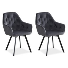 2 chaises velours gris avec