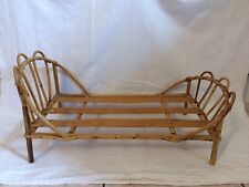 1950 SMALL DOLL BED RATTAN BAMBOO VARNISH