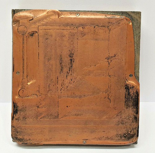 Old copper die stamp printing