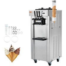 VEVOR Machine à Crème Glacée Appareil à Glace Italienne 3 Saveurs 21-31 L/h