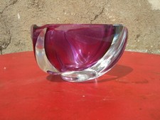 Val Saint Lambert two-tone crystal ashtray signed under base