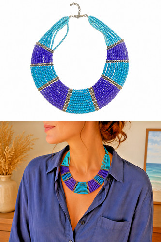 Collier africain perles - collier,