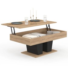 Table basse plateau relevable rectangulaire ELIAD bois et noir