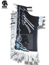 Bull Riding Pro Rodeo Chaps western Brown Leather Bronc Show Adult chap fringes