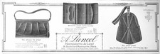  PRESS ADVERTISING 1913 A.LANCEL FINE PLEATED SEAL BAG TOWEL POCKET MOIRE BAG