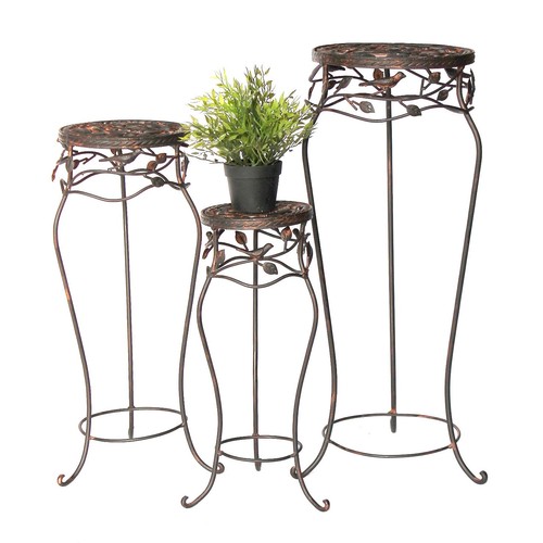 Tabouret fleurs métal rond - tabouret,