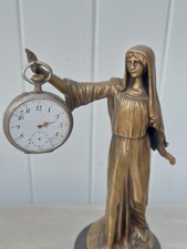 Elegant Bronze femme  au Drapé  Porte Montre Gousset