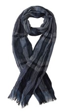 Foulard chèche viscose pour homme bleu marine et gris 180 x 80 cm.