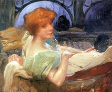 Hand painted oil painting Portrait de Mme Georges Rodenbach Young woman on sofa