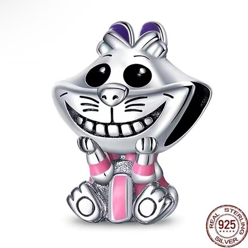 Perle breloque argent - argent, chat