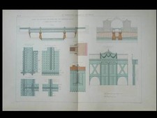 PONT POUR VOIE FERREE - GRAVURE 1880 - CHARPENTE, ARCHITECTURE METALLIQUE