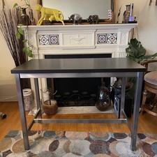 IKEA Utby Black & Chrome Bar Table Desk