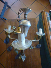 Ancien lustre 3 branches à pampilles style Louis XV - complet en état de marche