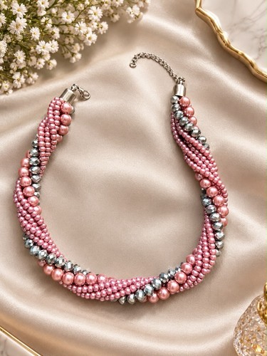 Collier perles torsadé - perles,
