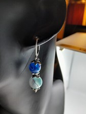 boucles d'oreille dormeuses en argent et verre de murano création unique