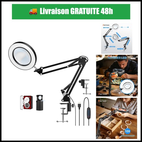 Loupe led 10x avec - led, pince