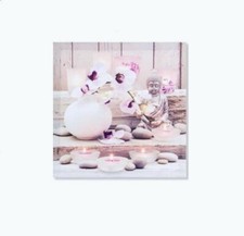 Cadre toile tableau Zen Bouddha fleur Orchidée et Bougie - 40 x 40 cm