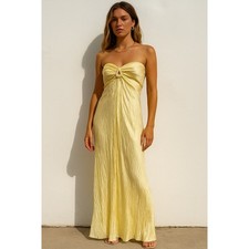 Baobab Ariel Midi Dress Womens XS Strapless Gown Butter Yellow Strapless Formal