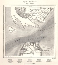 Den Helder. Den Hoorn. Texel. Netherlands. Sketch map 1885 old antique
