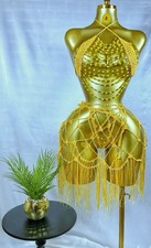 Gold Beaded Crochet Lingerie