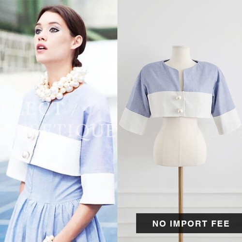 Veste crop chanel 13p bleu - crop,