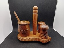 Serviteur à Condiments Bois D Olivier Moutarde Sel Poivre