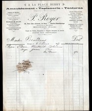 BOURGES (18) FURNITURE TAPESTRIES TENTURES ""P. ROYER"" in 1907