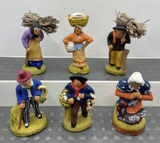 Rare Vintage Paul Fouque Santonnier Red Clay Miniature Lot of 6 FRANCE