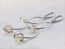 Boucles d'oreilles longues cristal Swarovski et argent 925/1000e poinçon BO47