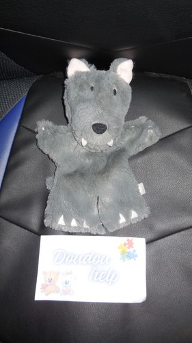 Doudou marionnette loup gris - doudou,