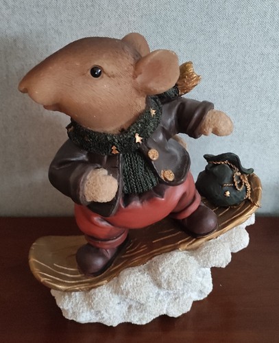 Figurine souris sur snowboard - souris,