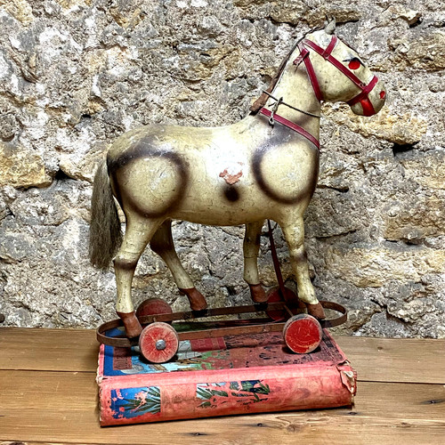 Jouet ancien cheval carton - jouet,