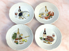 Vintage Canape Plate Wine & Cheese by Louis Lourioux Set of (4)