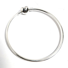 Authentic Pandora Bracelet, Bangle Bracelet with Heart Clasp, #596268, Silver