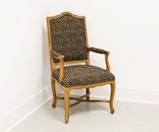 ETHAN ALLEN French Louis XV Walnut Leopard Print Fauteuils Open-Arm Armchair