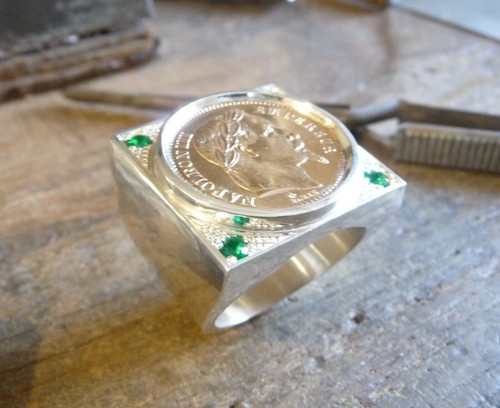 Chevalière argent carrée xxl - chevalière,