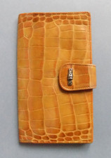 LONGCHAMP Vintage Leather Croco Embossed Long Wallet Brown