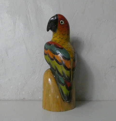 Sculpture perroquet bois - perroquet,