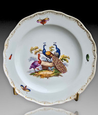 MEISSEN PORCELAIN PLATE EP.XVIIIEME DECOR BIRDS 1/2 PLATE PORCELAIN 18TH