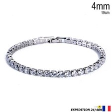 Bracelet en zircon cubique diamant argenté 4mm - 19cm