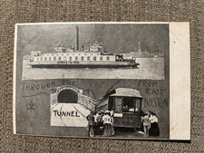 Vintage postcard Noddle’s Island ship Railroad trolley E Boston Ma tunnel