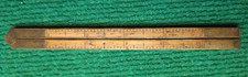 Antique Wooden Carpenter Ruler Folding - Brass - Vintage 33cm