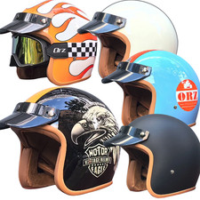 Casco da moto vintage, retrò, Vespa, jet, aperto - occhiali, pelle