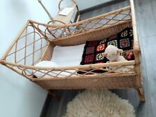 Lit Bebe Vintage En Rotin Et Osier, Berceau