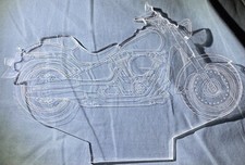 Vintage Plexiglass Motorcycle Cutout Trophy Plaque 8” X 5.5”