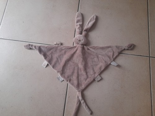 Doudou plat lapin marron - lapin,