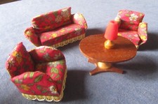 OLD LIVING ROOM SOFA WOODEN ARMCHAIRS FOR DOLLHOUSE